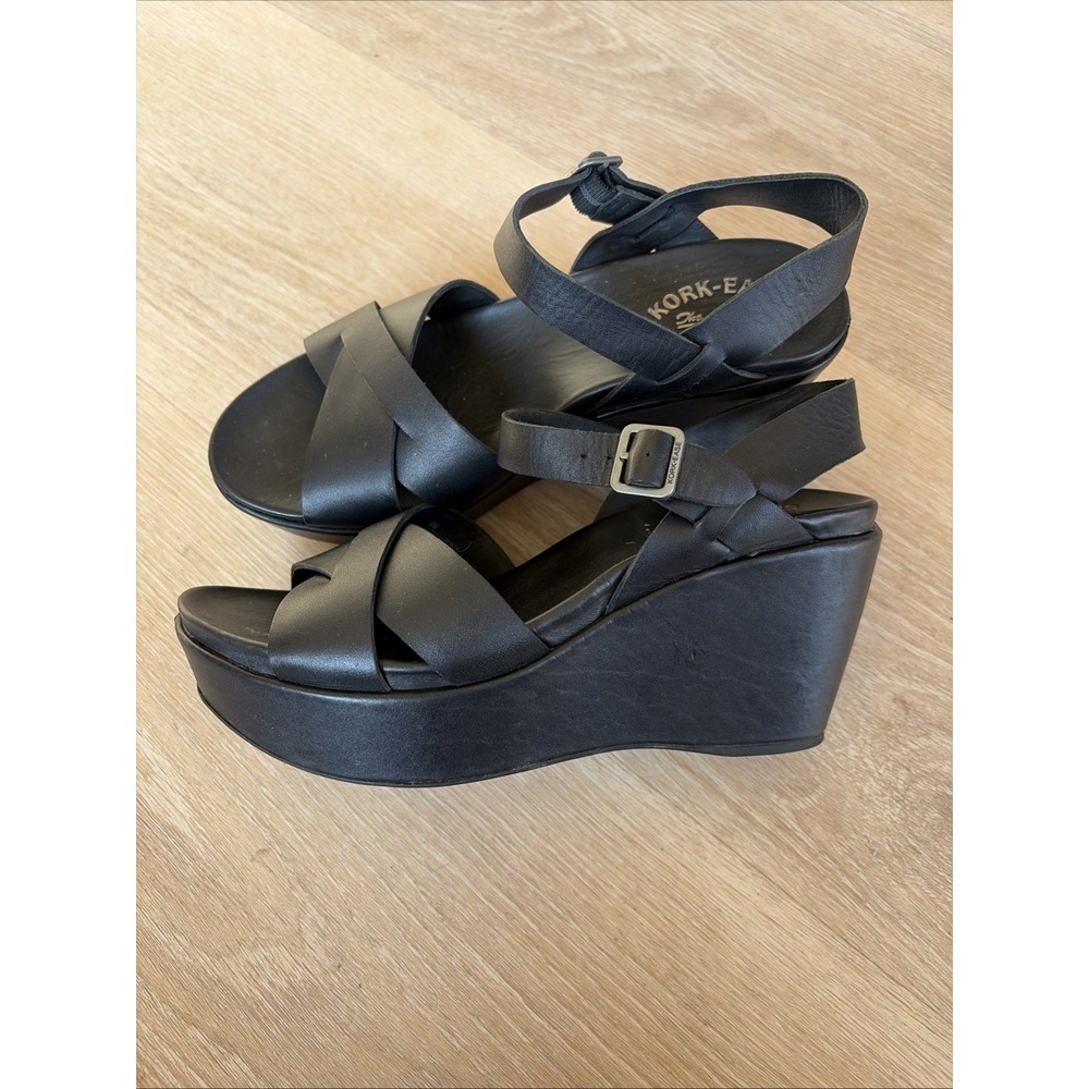 Kork-Ease Women's Ava 2.0 Black Wedge Sandals Size 8